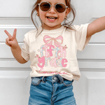 Personalised Pink Glitter Bow Grade Kid T-shirt Sweatshirt Hoodie with Name Birthday First Day of School Gift for Kids Girls