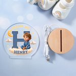 Personalized 3D-Style Character Artwork Cartoon Kid Dream Big Acrylic LED Night Light with Name Bedroom Decor Birthday Gift for Boys Girls