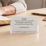 Cartes bibliques personnalisées de style minimaliste avec support en acrylique – Décoration de bureau – Lot de 40 – Cadeau d'anniversaire ou de baptême pour un ami, un proche ou un chrétien