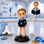 Personalised Ice Skating Cartoon Character Photo 3D Figurine Ornament with Name Room Decor Birthday Anniversary Gift for Figure Skater