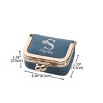 Personalised Pearl Effect Initial Birth Flower Portable PU Leather Mini Jewellery Case with Kiss Lock and Name Daily Use Birthday Gift for Women