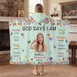 Personalized 3D-Style Art Photo Bible Copywriting Multicolor Soft Hooded Blanket with Name Birthday Baptism Gift for Kids Christians
