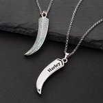 Personalised Wolf-Tooth Design Birthstone Necklace with Engraved Text Dainty Jewellery Daily Wear Birthday Anniversary Gift for Man Husband