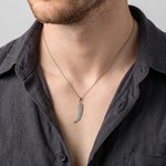 Personalised Wolf-Tooth Design Birthstone Necklace with Engraved Text Dainty Jewellery Daily Wear Birthday Anniversary Gift for Man Husband