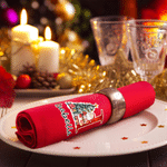 Personalized Christmas Tree Santa Claus Initial Red Table Napkin with Name Table Decor Christmas Gift for Family Friends