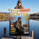 Personalised Top Hunter Magazine Photo Soft Throw Blanket with Name Home Decor Birthday Hunting Season Gift for Man