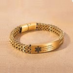 Bracelet d'alerte médicale personnalisé avec 3 lignes du texte gravées - Cadeau pour les seniors et les patients