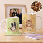 Personalized Birth Flower Pet Photo Design 11 oz 15 oz Ceramic Coffee Mug with Name and Coaster Birthday Anniversary Gift for Pet Owner