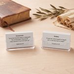 Cartes bibliques personnalisées de style minimaliste avec support en acrylique – Décoration de bureau – Lot de 40 – Cadeau d'anniversaire ou de baptême pour un ami, un proche ou un chrétien