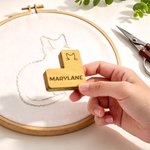 Personalised Engraved Line Cat Name L-Shaped Basswood Magnetic Needle Minder Cross Stitch Accessories Birthday Gift for Embroidery Sewing Lovers