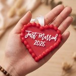 Personalized 3D Printed Heart-Shaped Cake Ornament with Text Wedding Party Christmas Gift for Couples Newlyweds