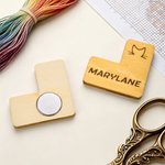 Personalised Engraved Line Cat Name L-Shaped Basswood Magnetic Needle Minder Cross Stitch Accessories Birthday Gift for Embroidery Sewing Lovers