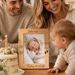 Personalised Engraved Footprint Wooden Photo Frame with Photo Name and Birth Information Home Decor Baby Shower Gift for New Parents Newborns