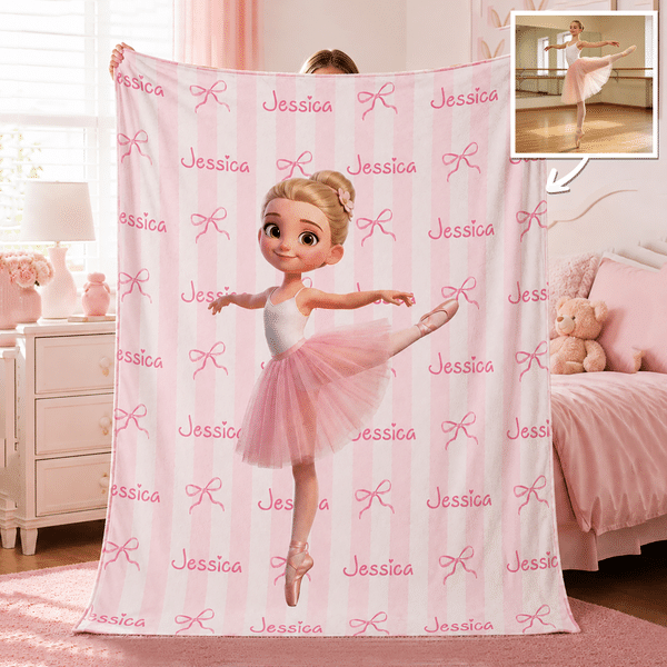 Couverture moelleuse personnalisée pour fille, avec illustration de dessin animé et effet 3D, portant son prénom – Décoration d'intérieur et cadeau d'anniversaire pour les petites filles