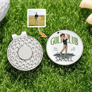 Henkilökohtainen 3D-efektillä varustettu taideteosvalokuva-golfpallomerkki, magneettinen hattu kiinnike nimellä – golfvaruste, syntymäpäivälahja golfaajalle