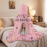 Personalized 3D-Style Art Photo Bible Copywriting Multicolor Soft Hooded Blanket with Name Birthday Baptism Gift for Kids Christians
