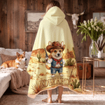Personalised Western Cowboy Style Pet Photo Soft Hooded Blanket with Name Home Decor Birthday Gift for Family Kid Pet Lover
