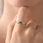 Personalised Infinity Double Birthstones Sterling Silver Promise Ring Dainty Jewellery Birthday Anniversary Gift for Couple Women