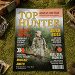 Personalised Top Hunter Magazine Photo Soft Throw Blanket with Name Home Decor Birthday Hunting Season Gift for Man