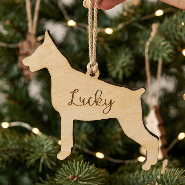 Personalized Dog Cat Breed Silhouette Wooden Ornament with Engraved Name and Hanging Cord Christmas Holiday Gift for Pet Owner Lover