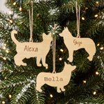 Personalized Dog Cat Breed Silhouette Wooden Ornament with Engraved Name and Hanging Cord Christmas Holiday Gift for Pet Owner Lover