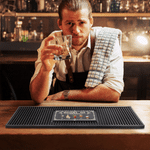 Personalized Retro Drink Design Non-Slip Bar Mat Drink Coaster with Name Home Bar Decor Birthday Gift for Bartender Cocktail Lover