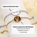 Gepersonaliseerde warmtegevoelige armband met foto tekst en verstelbare sluiting bijzonder verjaardags- en jubileumcadeau voor dames en heren