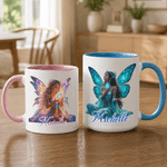 Personalised Glitter Birthstone Fairy Name 11 oz 15 oz Ceramic Mug with Coaster Daily Home Office Use Birthday Gift for Her