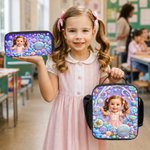 Personalized Angel Rainbow Backpack Lunch Bag Pencil Case Set of 3 with Photo and Name Back to School Gift for Girls