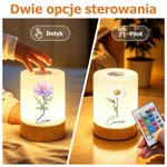 Personalizowana lampka nocna z imieniem i motywem kwiatu urodzinowego z regulacją jasności i koloru prezent urodzinowy dla kobiety