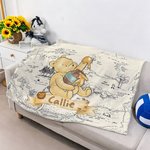 Personalized Classic Winnie the Pooh Map Soft Throw Blanket with Name Home Decor Birthday Gift for Kid