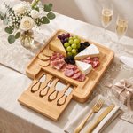 Personalized Engraved Engraved Initial Name Bamboo Cutting Board with Drawer Housewarming Wedding Anniversary Gift for Couple Family