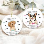 Personalized Dog Bone Paw Cartoon Pet Photo Round Ceramic Ornament with Name Birthday Home Decor Gift for Pet Groomer