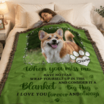 Personalized Picture Frame Pet Photo Tassel Soft Throw Blanket with Name Home Decor Memorial Sympathy Loss of Pet Gift for Pet Owner Lover