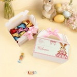 Personalised Cute Bunny Bow Gift Box with Handle and Name 2 Pcs Holiday Party Birthday Gift for Boys Girls