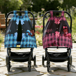 Personalised Cute Black Baby Bow Checkered Baby Car Seat Canopy with Name Privacy-Protective Outdoor Accessory Birthday Gift for Babies Newborns