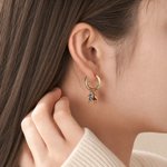 Personalised 1-5 Kid Charms Dangle Earrings with Birthstone Mother's Day Thanksgiving Gift for Mum Gran