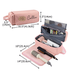 Personalized Birth Flower & Name Portable 2-in-1 Hair Tools Storage Bag with Heat-Resistant Silicone Mat Birthday Gift for Beauty Enthusiasts