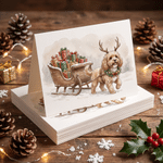 Personalized Watercolor Style Christmas Themed Pet Photo Greeting Card with Text Christmas Holiday New Year Gift for Family Friends Pet Owners