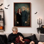Personalized Halloween Theme Cartoon Dark Gothic Style Photo Canvas Prints Home Decor Ship from USA Halloween Gift for Family Friend
