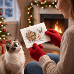 Personalized Watercolor Style Christmas Themed Pet Photo Greeting Card with Text Christmas Holiday New Year Gift for Family Friends Pet Owners