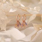 Personalised 1-5 Kid Charms Dangle Earrings with Birthstone Mother's Day Thanksgiving Gift for Mum Gran