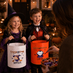 Personalised Cartoon Bat Pumpkin LED Light Bucket Bag with Name Halloween Trick or Treat Activity Gift for Kids