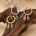 Personalised 1-5 Kid Charms Dangle Earrings with Birthstone Mother's Day Thanksgiving Gift for Mum Gran