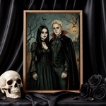 Personalized Halloween Theme Cartoon Dark Gothic Style Photo Canvas Prints Home Decor Ship from USA Halloween Gift for Family Friend