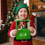 Personalised Christmas Theme Photo Greeting Card with Name Text Christmas Gift for Family Friend