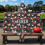 Personalised Baseball Basketball Soft Hooded Blanket with Name Home Decor Game Day Team Gift for Sports Lover