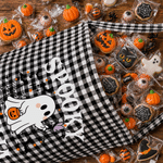 Personalised Halloween Theme Design Trick or Treat Checkered Sweets Bucket Bag with Name Halloween Party Gift for Kids