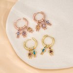 Personalised 1-5 Kid Charms Dangle Earrings with Birthstone Mother's Day Thanksgiving Gift for Mum Gran