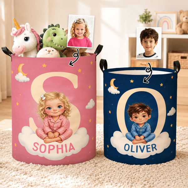 Personalised Cartoon Storybook Character Large Capacity Laundry Storage Basket with Photo and Name Daily Household Birthday Gift for Boys Girls